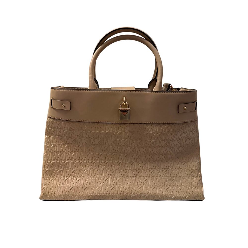 Michael Kors Gramercy Satchel Embossed Purse Beige Tan GS